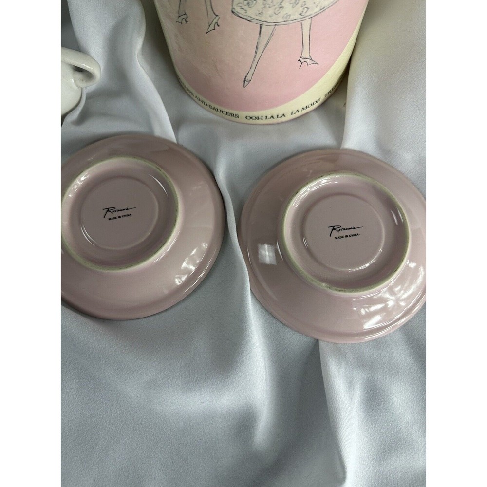 Ooh La La Espresso Cups And Saucers Set Of 4 ROSANNA French Style Retro Style - Picture 15 of 16